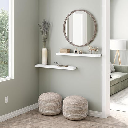 Ballucci Floating Shelves, 36" Wood Wall Shelf Set of 2, with Invisible Brackets for Bathroom, Living Room, Bedroom, Kitchen, Nursery, 6" Deep, White