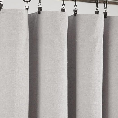 Lush Decor Linen Button Window Curtain Panel, Single, 40" W x 84" L, Gray & White - Country Curtains - Rustic Decor - Color Block Modern Farmhouse Curtains For Living Room, Bedroom & Dining Room