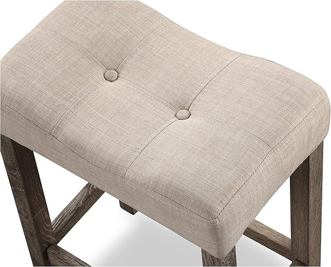 Roundhill Furniture Sora Button Tufted Counter Height Saddle Stools, Set of 2, Taupe