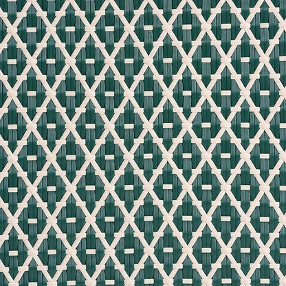 Bali & pari Mattie Natural Rattan Round Bistro Dining Table - Handwoven Cafe-Style Accent Table for Kitchen or Indoor/Outdoor Lounge, Dark Teal Green & White