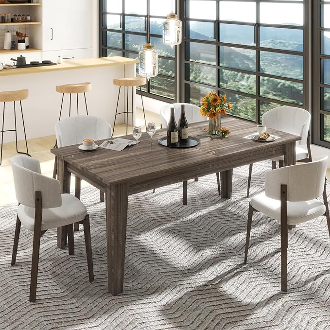 Extendable Dining Table for 6-10 Person, 106.3 in Wooden Dining Room Table, Modern Farmhouse Large Expandable Kitchens Table for Gatherings, Meeting, Dinner Office Dark Oak