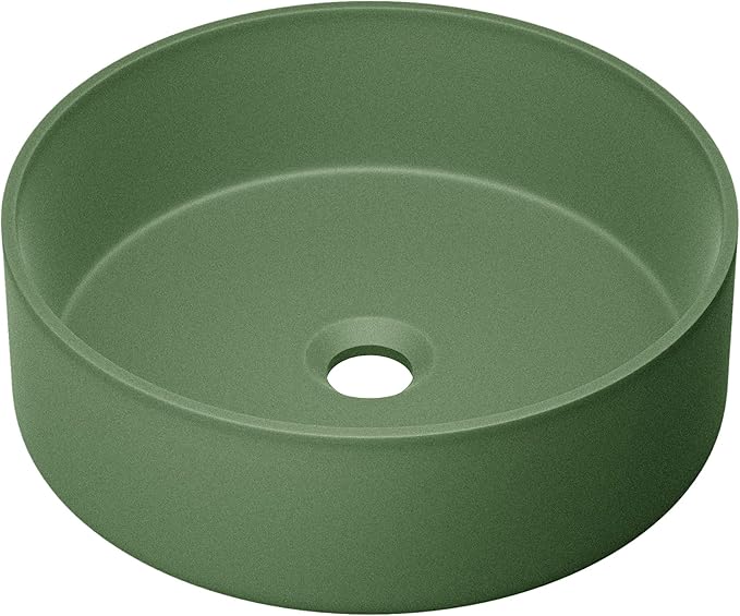 Swiss Madison Lisse 14.5" Concrete Round Vessel Sink in Matte Royal Green