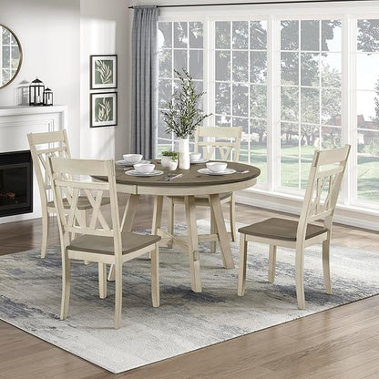 Lexicon Farmhouse Wood Dining Chair, Set of 2, Double Cross Back, Rustic Armless Chairs, Kitchen and Dining Room Furniture, Two-Tone Finish (Greywash and Antique White)