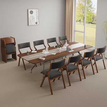 Ball & Cast Modern Folding Chairs Foldable Dining Chairs Set of 2, 18" Seat Height, Dark Grey
