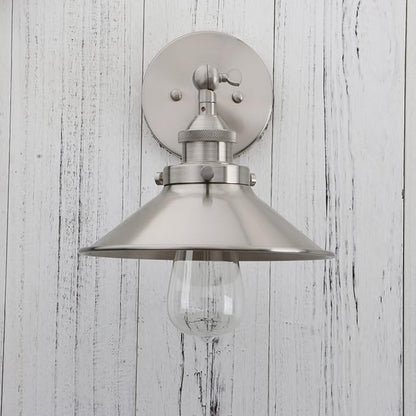 PERMO Vintage Industrial Metal Wall Sconce Lighting Brushed Nickel Sconces 180 Degree Adjustable Wall Lamp
