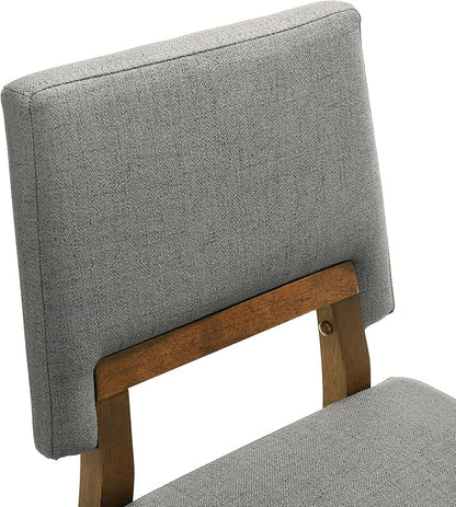 Armen Living Channell Wood Dining Chair in Walnut Finish with Charcoal Fabric - Set of 2