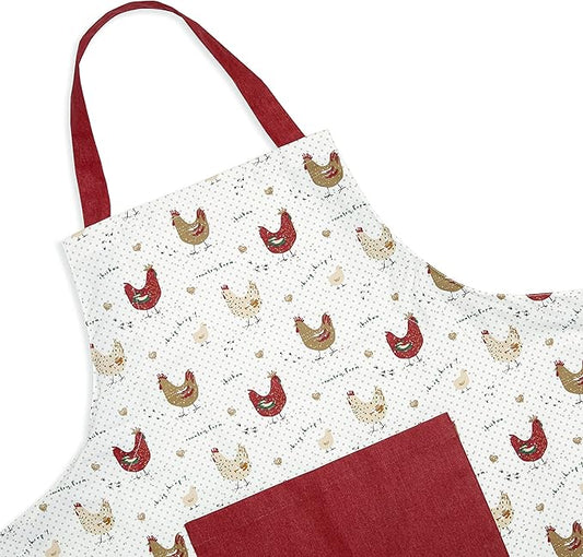 Cackleberry Home Farmhouse Chicken Cotton Bib Apron Pocket Adjustable Strap