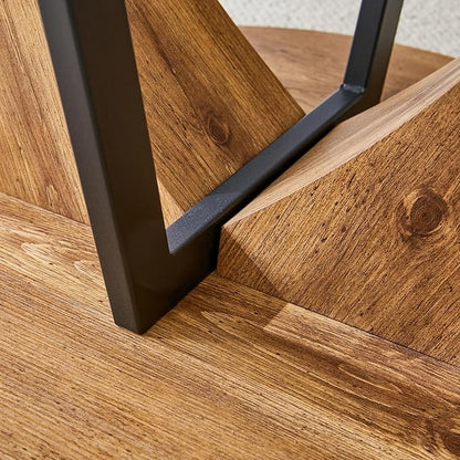 JUFU Round Dining Table for 4/6, 48 Inch Dining Room Table, Wood Small Kitchen Table with Stable Pedestal, Modern Glass Dining Table for Kitchen,Living Room,Apartment,Restaurant