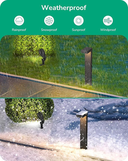 EDISHINE Low Voltage Landscape Lighting Kit, 3.2W LED Pathway Lights & 3.2W 240LM Spotlight, 12V Outdoor Path & Spot Lights with Connectors, Aluminum Waterproof for Walkway Yard Garden Path