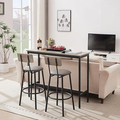 Bar Height Table and Chairs Set-Compact Bar Table and Chairs for Small Kitchen,Dining Room,or Kitchen Island with Seating-Kitchen Table Set,Perfect as Dining Table with Chairs (Grey)