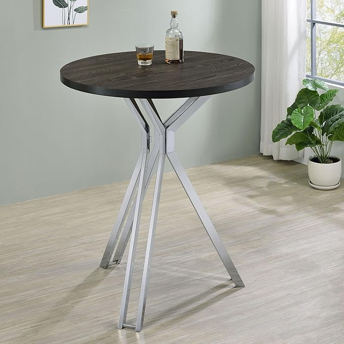 Pub Height Bistro Table Dark Oak 35-Inch Round Design Perfect for Kitchen Island or Dining Area