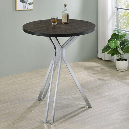 Pub Height Bistro Table Dark Oak 35-Inch Round Design Perfect for Kitchen Island or Dining Area