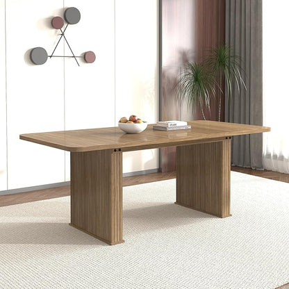 Expandable Dining Table, 78.74 Inch to 62.99 Inch Extendable Dining Table for 6 8 10, Retro Kitchen Table with a 15.75-inch Middle Leaf for Dining Room, Kitchen Small Furniture, White Oak