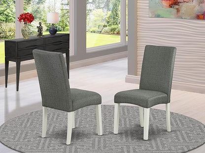 East West Furniture DRP2T07 Driscol Parson Dining Chairs - Gray Linen Fabric Padded Chairs, Set of 2, Linen White