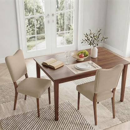 KISLOT Upholstered Dining Chairs Set of 2, Modern Velvet Kitchen Chairs with Solid Wood Legs, High Back Wooden Dining Room Chairs with Dark Walnut Color Legs for Farmhouse Kitchen Dining Room, Brown