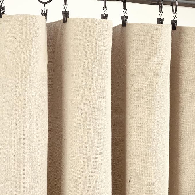 Lush Decor Linen Button Window Curtain Panel, Single, 40" W x 84" L, Dark Linen - Country Curtains, Rustic Décor, Color Block Modern Farmhouse Curtains for Living Room, Dining Room (Pack of 6)