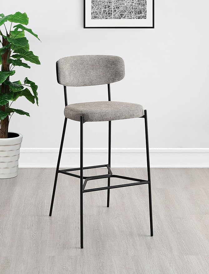 Coaster Home Furnishings - Elison - Set of 2 Pub Height Bar Stools with Foam Cushioned Seat and Geometric Detail Footrest - Mid-Century Modern - Dining Room - Light Brown & Dark Oak - 182657
