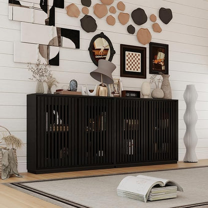 Amposei Mid Century Modern Buffet Sideboard 39-Inch Slim Accent Storage Cabinet for Small Spaces Living Room Entryway Hallway Dining Room Kitchen, Black