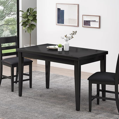 Wood Counter Height Dining Table in Antique Black Finish, Modern Farmhouse Style Kitchen Island Table for Small Spaces, 36 Inch Height Countertop Table with Sturdy Wood Construction