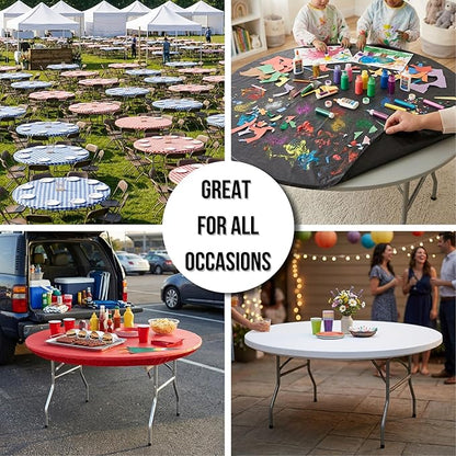 Kwik-Covers 10 Pack of Round Plastic Table Covers - 60" or 72" Round - Indoor or Outdoor Fitted Covers (Tables NOT Included) (Royal Blue, 72" Round)