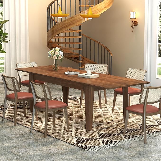 ODC 71" to 106" Extendable Dining Table, Expandable Large Kitchen Table Seats 6-10 People, Space-Saving Woodgrain Dining Room Table & Home Office Conference Desk, Walnut