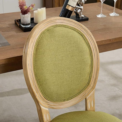 SoarFlash French Dining Chairs Set of 6, Vantage Dining Chair with Round Back, Wood Leg Farmhouse Country Dining Chair for Kitchen,Bedroom,Olive Green