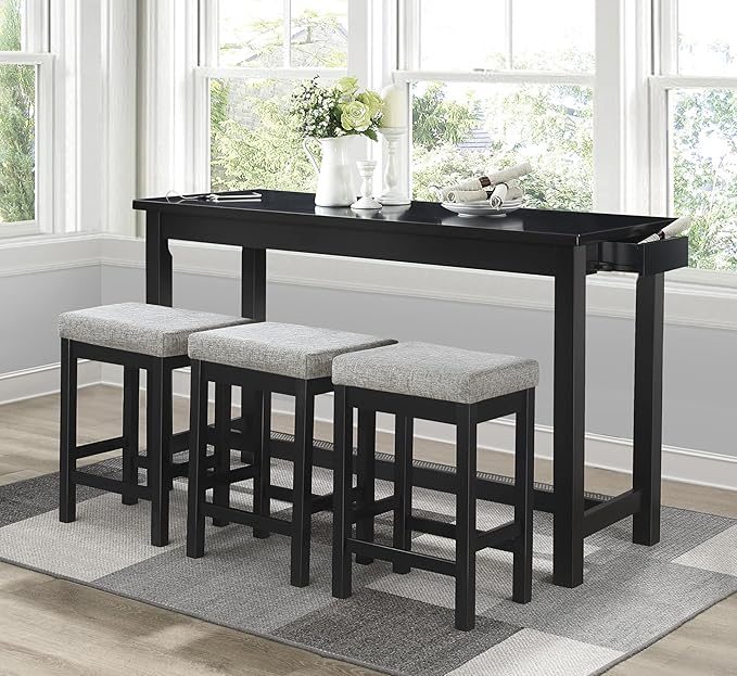 Homelegance 4-Piece Counter Height Dinette Set, Black