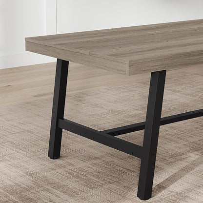 GarveeHome 63 Inch Compact Rectangular Table for Dining Room & Kitchen, Industrial Dining Table for 4-6 People, Heavy Duty Metal Frame, Grey Walnut