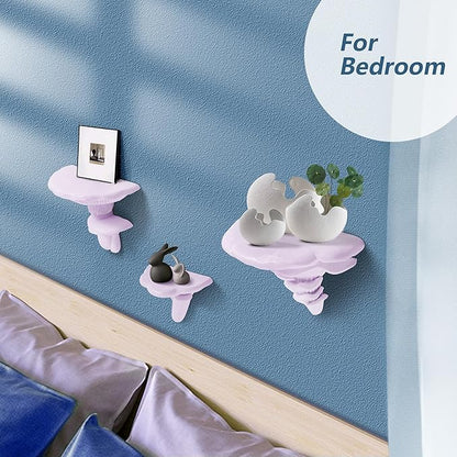 UITWMKTG 3 Pack Mushroom Shelves Floating Shelf Cottage Core Wall Decor Cute Hanging Shelf for Home Living Room Bedroom Kitchen Unique Wall Decor Pink