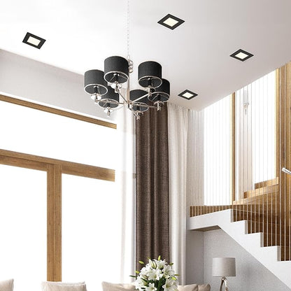 Maxxima 4 in. 2 Hour Fire Rated Ultra Thin Square Black LED Downlight, Slim Recessed Canless Light, IC Rated, 800 Lumens, 5 Color Temperature Selectable 2700K/3000K/3500K/4000K/5000K, Dimmable