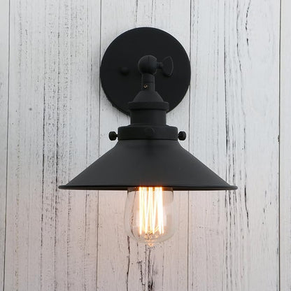 PERMO Vintage Industrial Metal Wall Sconce Lighting 180 Degree Adjustable Wall Lamp Matte Black