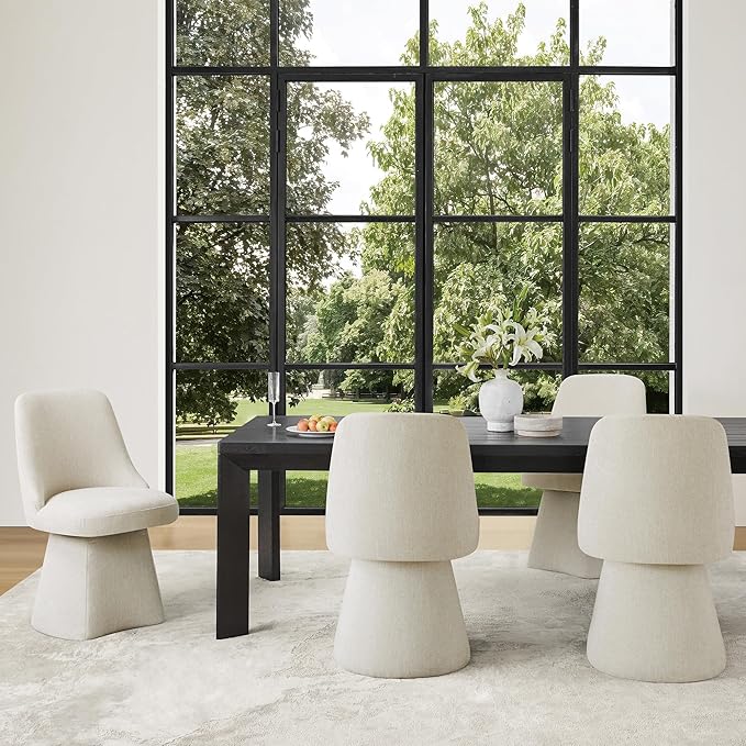 KISLOT Swivel Dining Chairs Set of 2, Upholstered Mid Century Modern Deskchair with High Back, Linen Fabric Kitchen Chairs for Dining Room, Bedroom, Dressing Room, Linen