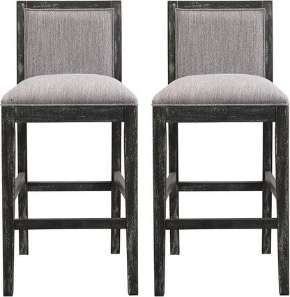 30.5 Inch Height Bar Stools Set of 2, Rubber Wood Frame,Fabric Sponge Cushion and Upholstered Barstools, Retro Bar Chairs Suitable for Kitchen Island,Bedroom,Dining Room.