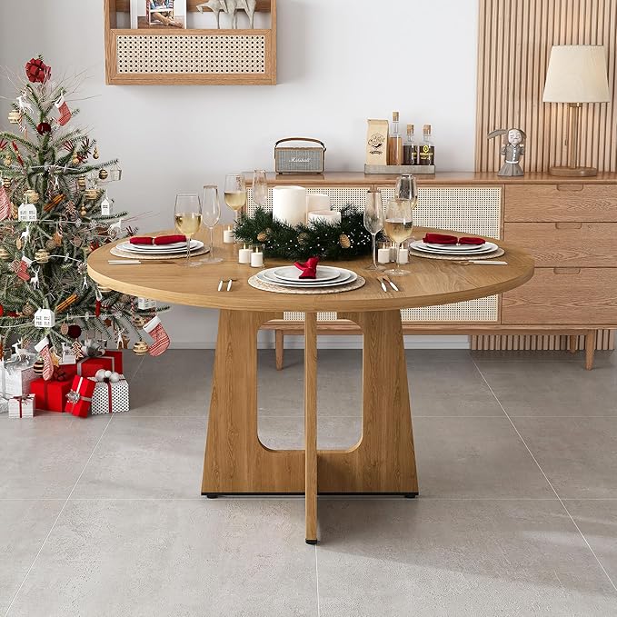 Modern Extendable Dining Table with Folding Tabletop, Kitchen Island with Wheels, Hooks & Drawers - Space Saving Sturdy Frame Construction, Easy Assembly Kitchen & Dining Room Furniture,CreamWhite-Nat
