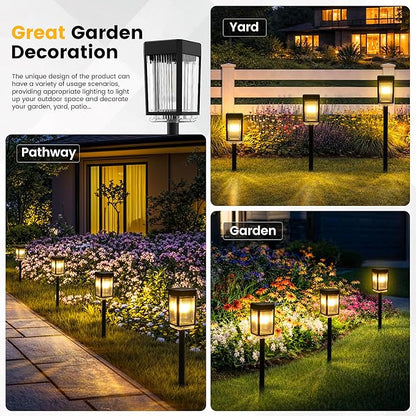 Solar Pathway Lights, Solar Powered Garden Lights Waterproof IP65, Auto On/Off Outdoor Light for Lawn Patio Walkway Driveway Decor Landscape Lighting (Warm White) (6 Pack)