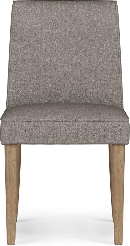 SIMPLIHOME Bartow Kitchen Chairs - Upholstered Solid Hardwood and Woven Polyester Kitchen Chair Set in Taupe, Contemporary Armless Dining Room Seating with Cushioned Seat and Back (Set of 2)