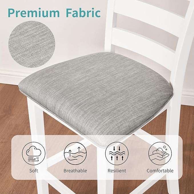 Bar Table Set with Charging Station & 3-Tier Storage, Space-Saving Dining Table Set for 2 with Upholstered Chairs, Small Kitchen Island for Apartment (30 Inch+White)