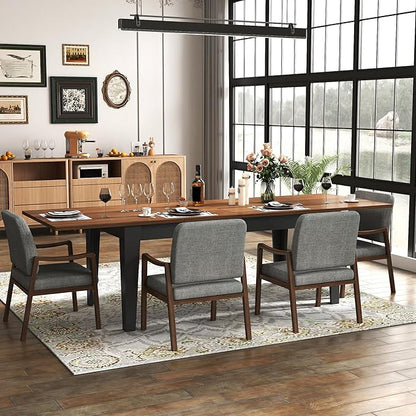 ODC 71" to 106" Extendable Dining Table, Expandable Large Kitchen Table Seats 6-10 People, Space-Saving Woodgrain Dining Room Table & Home Office Conference Desk, Walnut and Black