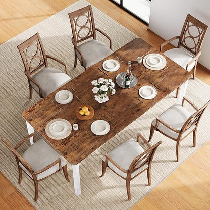 GAOMON Dining Table for 6-8 People - 78.7" Farmhouse Rustic Industrial Kitchen Table with Sturdy Metal Frame & Chamfered Corners, Wood Tabletop for Dining Room, Breakfast Nook, Small Space