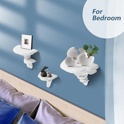 UITWMKTG 3 Pack Mushroom Shelves Floating Shelf Cottage Core Wall Decor Cute Hanging Shelf for Home Living Room Bedroom Kitchen Unique Wall Decor White