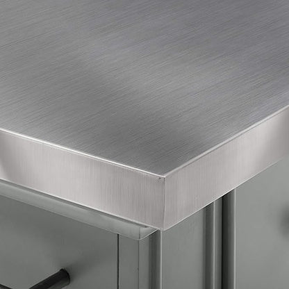 Crosley Furniture Julia Stainless Steel Top Kitchen Island with Storage Drawers, Shelves, and Spice Rack, Gray