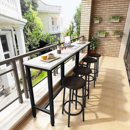 Recaceik Dining Table Set, 39.4” Rectangle Pub Dining Set Kitchen Table Set Bar Table with Stools, 3-Piece Breakfast Table Set with Metal Frame for Kitchen Dining Room w/ 2 Chairs - White*