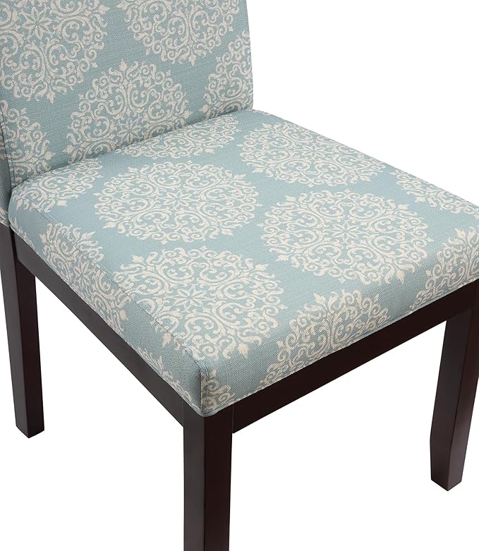 OSP Home Furnishings Dakota Upholstered Parsons Dining Chair with Espresso Finish Wood Legs, Gabrielle Sky