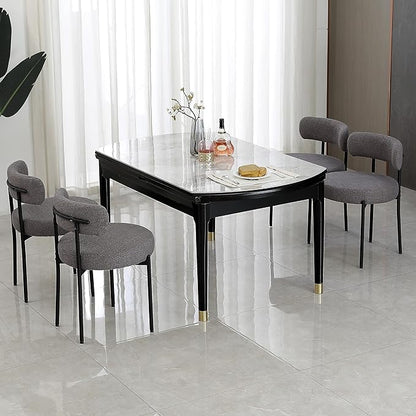 DYHOME Boucle Dining Chairs Set of 4, Upholstered Kitchen Dining Room Chairs, Side Chairs with Thick Cushions and Metal Legs for Kitchen Living Room, Dark Grey