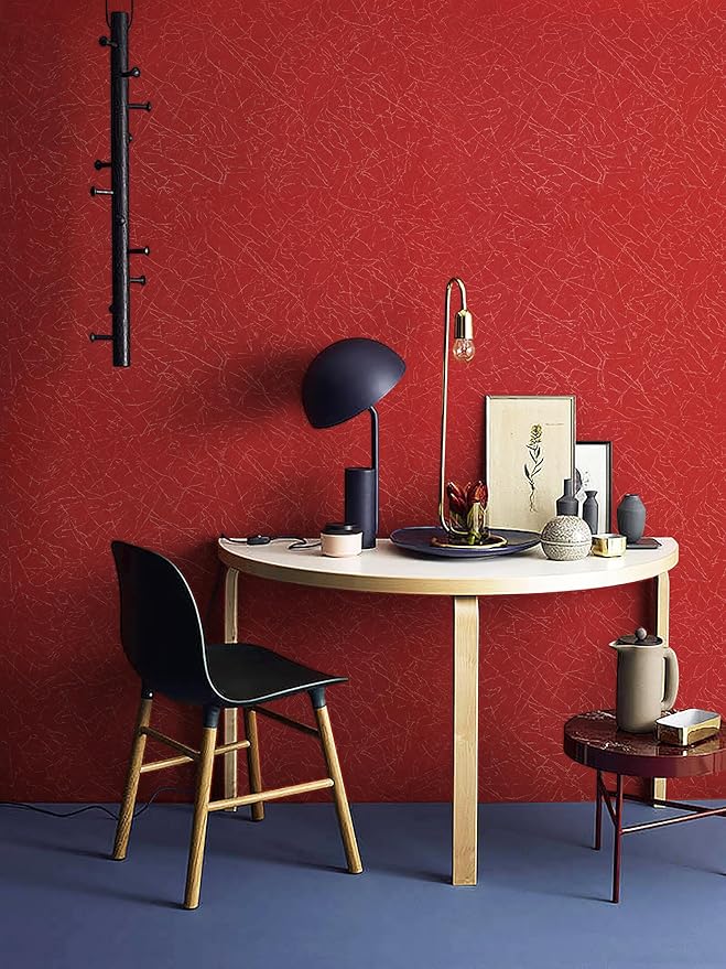 Safiyya Wallpaper Red Silk Peel and Stick Wallpaper Textured Red Contact Paper Removable Solid Color Decorative Self Adhesive Wall Paper Vinyl Rolls 118"x 17.3"