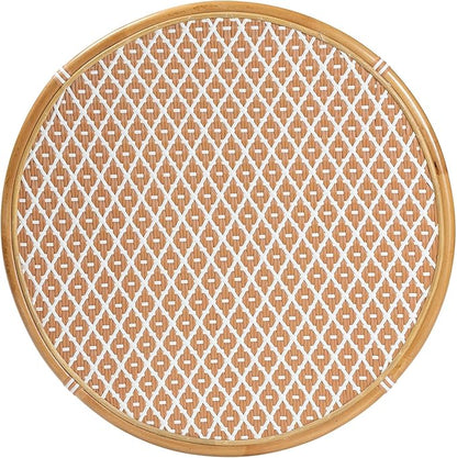 Bali & pari Mattie Natural Rattan Round Bistro Dining Table - Handwoven Cafe-Style Accent Table for Kitchen or Indoor/Outdoor Lounge, Honey Natural & White