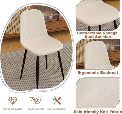 Dining Table Set with 4 Beige Dining Chairs, Rust-Resistant Iron Legs, Rectangular Kitchen Table for Dining Room & Patio(63 in Table and 4 Chairs)