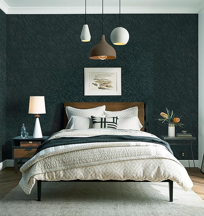 Safiyya 393"x 17.3" Peel and Stick Wallpaper Blackish Green Silk Wallpaper Textured Green Contact Paper Removable Modern Solid Color Contact Paper for Walls Vinyl Rolls