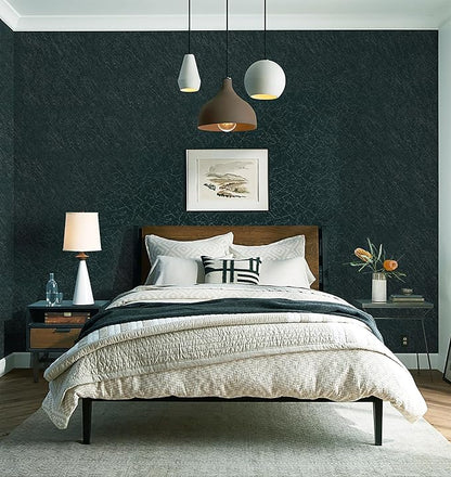 Safiyya 393"x 17.3" Peel and Stick Wallpaper Blackish Green Silk Wallpaper Textured Green Contact Paper Removable Modern Solid Color Contact Paper for Walls Vinyl Rolls