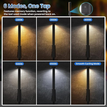 All-in-One Low Voltage Landscape Lighting Kit, 4-Pack Pathway Lights with Transformer Dusk to Dawn Outdoor Lighting 5CCT, IP66 Waterproof Landscape Lights with Connectors for Patio